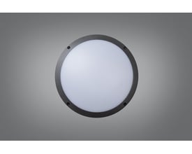 Ragner rundt LED vægarmatur med 13,2W og CCT-funktion, fremstillet af mørkegrå pulverlakeret aluminium og opal polycarbonat.