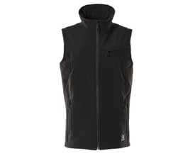 Mascot Vest Accelerate i sort, str. 4XL, fremstillet af 88% polyester og 12% elastolefin, med høj krave og lynlås.