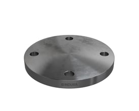 Indura blindflange til 76,1mm rør, DN65 PN16 i S235JRG2 stål med afdrejet kant og 4 bolthuller.
