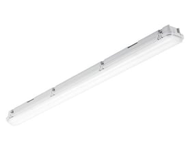 Philips Lighting Polo IP66 LED-armatur i grå, 1277 mm langt, med prismatisk afskærmning og 34 W effekt.