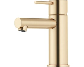 Mora Inxx II Sharp Small håndvaskarmatur i børstet messing med en lige tud og et enkeltgrebs betjening.