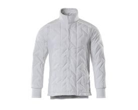 Mascot Termojakke 20015 Food&Care i lysegrå, str. M, vist forfra på hvid baggrund med vatteret design og høj krave.