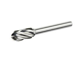 Ironside roterende hårdmetalfil med profil C, 10 x 20 mm, vist skråt med cylindrisk skærehoved og rundt skaft.