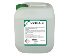 Besma Kalkfjerner Ultra B i en 5 liters hvid plastdunke med grønt låg, klar til brug som fælgerens og aluminiumsrens.