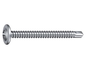 EJOT montageskrue med borspids, 4,2 x 32 mm, set fra siden med gevind og bredt skruehoved.