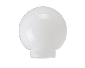 Opal PMMA plastkugle med 150 mm diameter og 84 mm gevind, ideel til belysning.