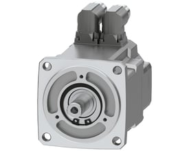 Siemens SIMOTICS S-1FK2 HD servomotor med cylindrisk aksel og to M17 stik monteret på toppen.