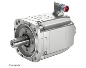 Siemens SIMOTICS S synkronmotor 1FK7-CT med 3,3 kW og drejelig strømstik i metalhus med aksel og flange.