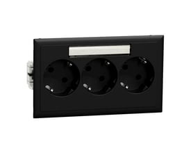 Thorsman CYB PS Masterudtag fra Lauritz Knudsen med tre stikkontakter i sort PC/ABS plast, med skrueløs montering.