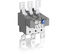 ABB termorelæ til A145-A185 kontaktorer med 80-110A indstillingsområde, vist fra et skråt perspektiv.