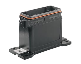 Weidmüller basis-kabinet til industristik, installationsstørrelse 6, set skråt forfra med åben top og orange tætning.