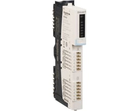 Schneider Electric STB-tilslutningsmodul med seks digitale indgange og 24VDC, vist fra venstre med mærkat og terminaler.