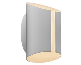 Nordlux Grip Smart udendørs LED-væglampe i hvid med buet form og lys, der stråler ud foroven og forneden.