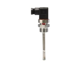 Danfoss MBT 5250 temperaturføler med rustfri stålkrop og 100mm sonde, tydeligt mærket med Danfoss logo.