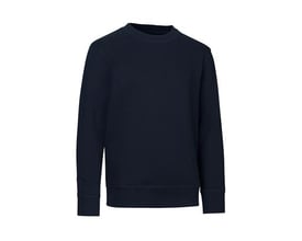 ID Identity navy børne sweatshirt med O-hals, rib i hals, ærmer og bund, blød inderside og opdateret pasform.