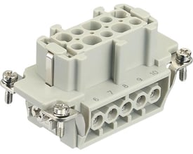 Harting 10B hun stikindsats med 10 poler og synlige nummerering 6-10 ved skrueterminalerne.