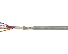 ST-PAAR-TRONIC-C-PUR 3X2X0,25 HF kabel med seks snoede lederpar, flettet afskærmning og grå PUR-kappe.