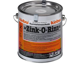 0,85L Vmzinc Zink-O-Rinn flydende korrosionbeskyttelse i lysegrå maling i en metalspand med bærehåndtag.