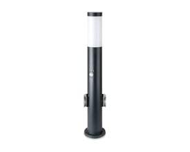 V-TAC pullertlampe i rustfrit stål med E27 fatning, 60 cm høj og IP44-klassificeret i grå farve med hvid top.