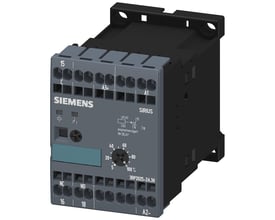 Siemens SIRIUS 3RP20 tidsrelæ med 1CO, 24VAC/DC, 100-127V, 45mm bredde og fjederklemmer.