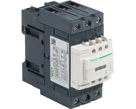 Schneider Electric TeSys D kontaktor, 3-polet, 40A, model LC1D40AB7, vist fra siden med den hvide spoleenhed monteret.