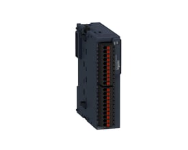 Schneider Electric TM3 udvidelsesmodul til termoelementer med 24V forsyning, vist på hvid baggrund.