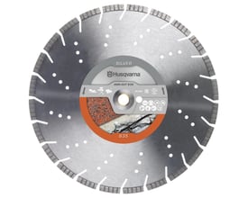 Husqvarna Vari-Cut S35 diamantklinge, 350x25,4mm, med Silver-serie mærkning og symboler for brug på beton og granit.