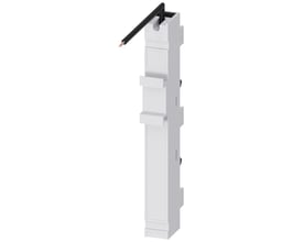 Siemens 8US2 enpolet busbaradapter på 16 A med sort tilslutningsledning til fase L2, set skråt forfra.