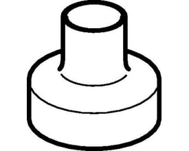 Skematisk illustration af en centrisk PEH reduktion fra Geberit med sort farve og 75x56 mm dimensioner.