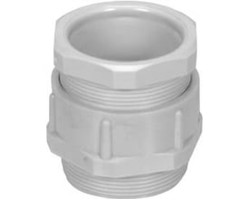 Lysegrå Kleinhuis-forskruning med PG36-gevind og løgring til kabler på Ø 23-34 mm, set skråt forfra.