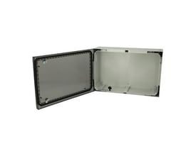 ARCA vægskab model 406021T, 400 x 600 x 210 mm, vist åbent med den transparente dør slået ud til siden.