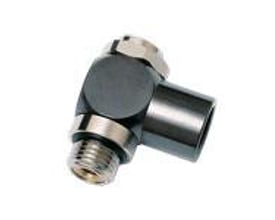 Parker Legris kontraventil 7140 med G1/4" tilslutning, fremstillet i forniklet messing med en vinklet kobling.