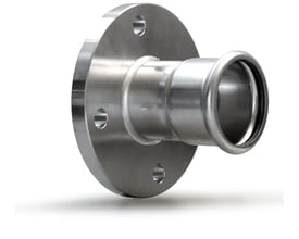 Unico rustfri adapter flange med pressmuffe til 35 mm rør i poleret AISI316L stål.