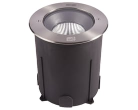 Ansell Lighting Turlock 175 nedgravningsspot vist med installationsboks, hvilket illustrerer dens kompakte design og monteringsklarhed.