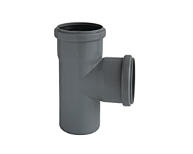 Grå HT-PP (Amax Pro) grenrør med 87,5° vinkel, Ø40 mm diameter og 40 mm grenlængde til afløb.