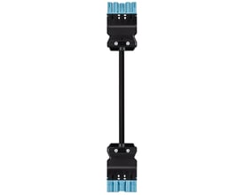 Nærbillede af Wieland 5-polet GST18i5 mellemkabel, der viser de blå han/hun stik og 1,5mm² ledningsdetaljer.