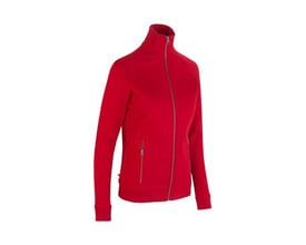 ID Identity dame cardigan i kraftig kvalitet i rød farve med lynlås og to sidelommer, størrelse 3XL.