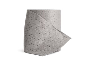 Grå universal absorberende rulle, 40 cm x 40 meter, med synlige perforeringer og et stykke trukket ud.
