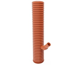 Uponor sandfangsbrønd med vandlås, 315 x 160 mm og 35 l, med orange ribbet brøndrør og skråt sideindløb.
