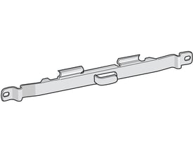 Detaljebillede af Legrand EDRN-E forlængerlaske, der viser de præcise samleprofiler og elforzinkede ståloverflade.