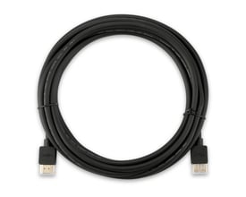 Sort TIGHT AV Flex HDMI 2.0-kabel på 5 meter med HDMI-hanstik i begge ender, rullet sammen.
