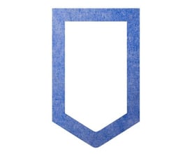 Grohe forsegling til lækageboks af blå plast med en unik skjoldformet kant og hvidt indre hulrum.