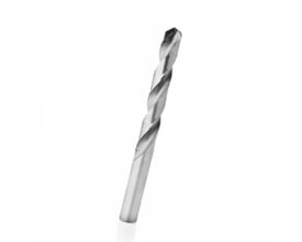 Thürmer 5.0MM spiralbor HSS M/HM med cylindrisk skaft, vinklet fra siden og vist på hvid baggrund.