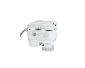 Siemens SSA161E.05HF ventil aktuator i hvid plast med mærkat og kabel, egnet til 1,2-6,5 mm slaglængde.
