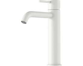 Mora Inxx II Soft Medium håndvaskarmatur i mat hvid med 140mm udspring og enkel grebsbetjening.