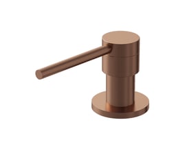 Lavabo Kubus sæbedispenser i kobberfarvet PVD/rustfrit stål med cylindrisk pumpe og lang trykarm.