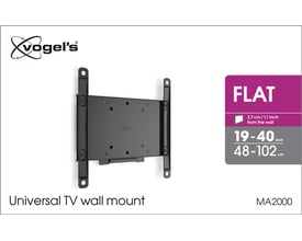 Vogel's MA2000 fladt universal TV vægbeslag til skærme 19-40 tommer og 48-102 cm, vist på hvid baggrund.