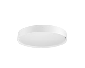 SLV Decona 42 loftlampe i hvid, vist nedefra med en flad, rund designprofil på hvid baggrund.
