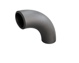 Indura 90° bøjning i P235GH-TC1 stål, 42,4 x 4 mm, med en radius på 92,5 mm, vist isoleret.