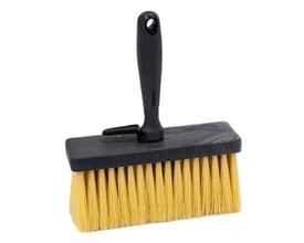 Roliba kalkkost med sort plastoverdel og soft-grip håndtag, bredde 205 mm, med gule polyesterbørster.
